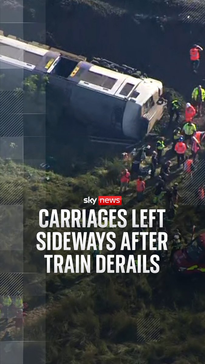 Two people are in hospital with serious injuries after the train derailed near Lewes railway station. Aerial footage shows three carriages lying on their side. Sky's Phoebe Southworth has the latest on the scene of the train derailment.