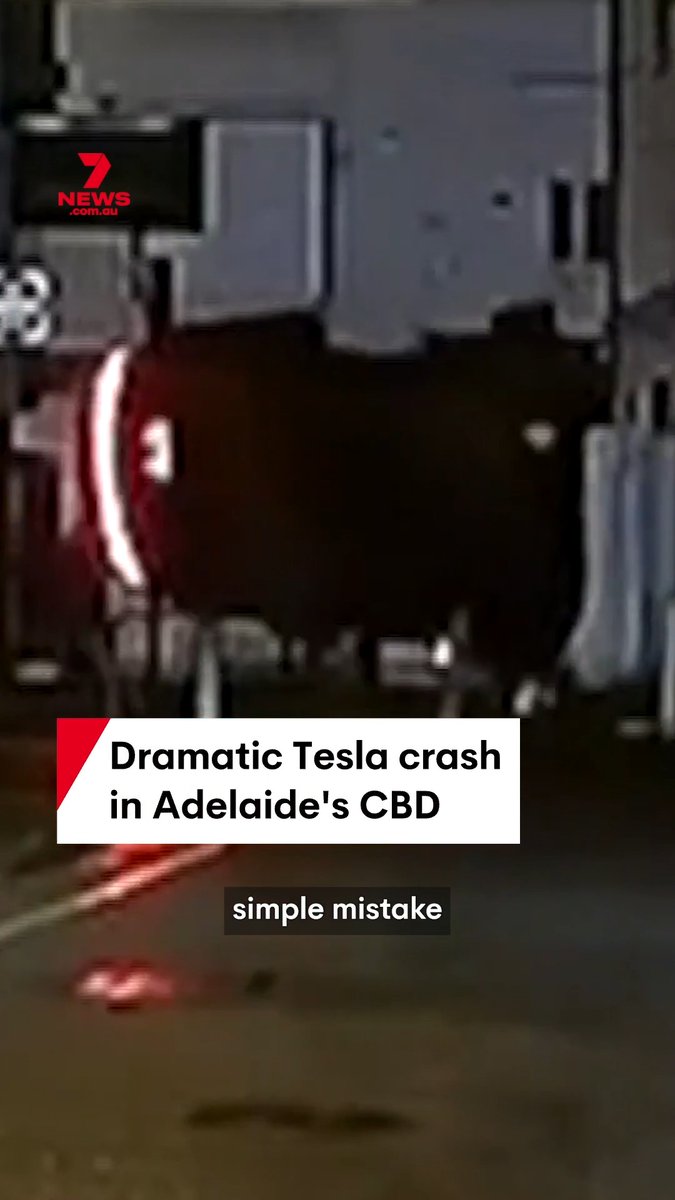 A Tesla has gone flying through a laneway before flipping onto its side near busy Rundle Mall.