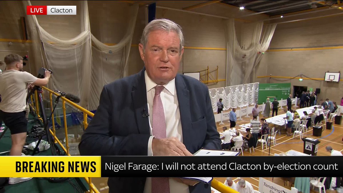 "Mr Farage called this by-election and now he's not even turning up to the count." Sky's Jon Craig reacts to Nigel Farage's confirmation he will not be attending the Clacton by-election declaration. 📺 Sky 501, Virgin 602, Freeview 233 and YouTube