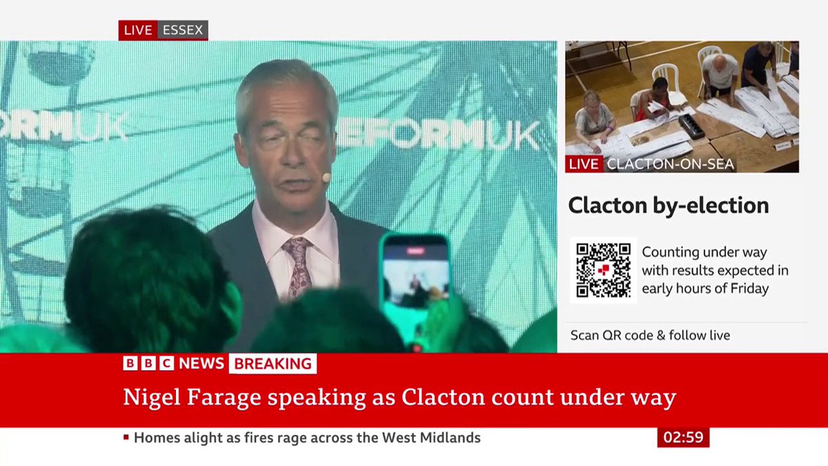 "I am damned if I am going to stand on a stage, having won a resounding victory... and be demeaned and humiliated by nobodies," Nigel Farage says With votes still to be counted he claims victory, but says he won't attend the Clacton declaration Live: