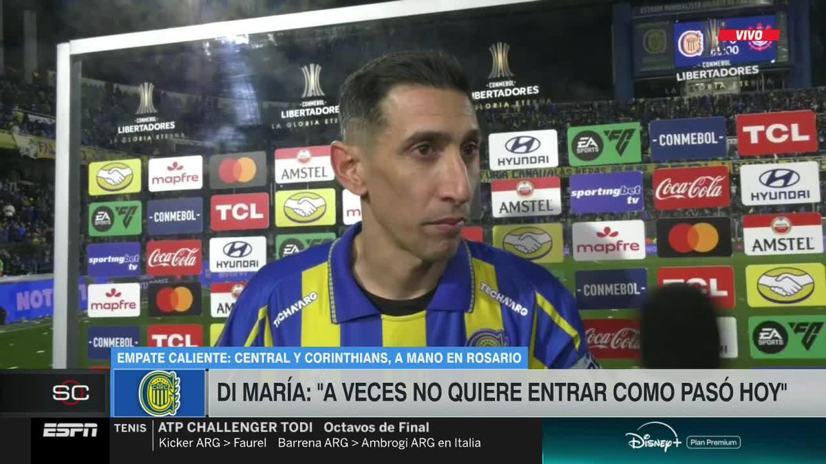 "TIENE NUESTRO ABRAZO, COMO LO HIZO TODA LA GENTE HOY ACÁ". Luego del empate ante Corinthians, Angelito Di María dejó un hermoso mensaje, en nombre de Rosario Central, para Leo y toda la familia Messi, luego de la muerte de Jorge. 📺 #DisneyPlus Plan Premium | #SportsCenter
