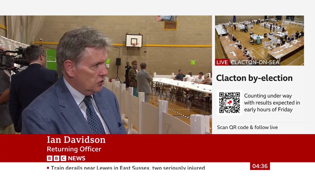 Ian Davidson, the acting returning officer for the Clacton by-election, says he is "confident" the count can be completed safely Follow live: