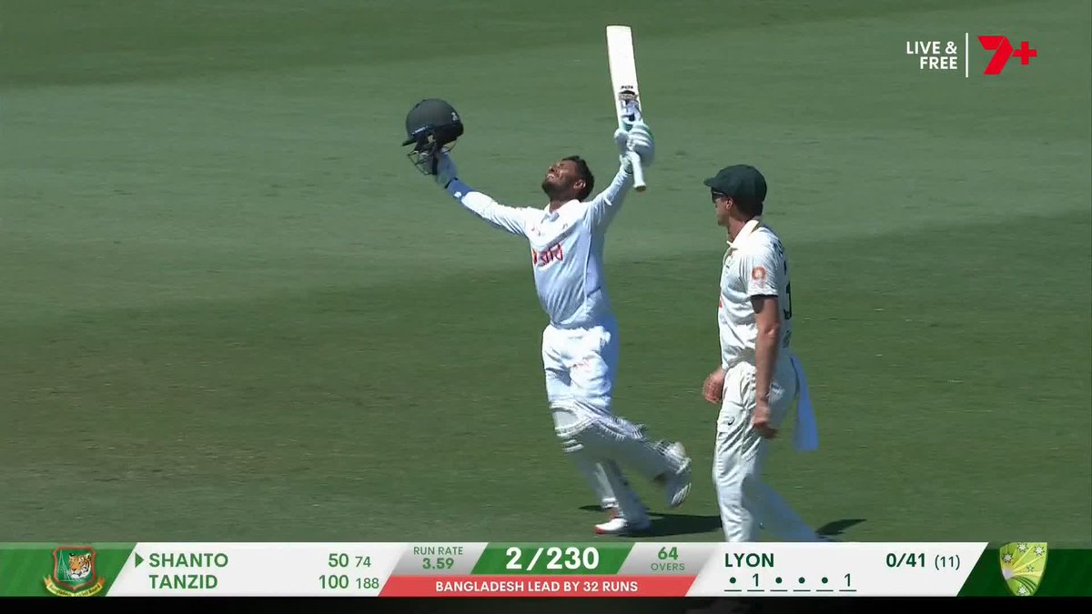 HISTORIC MOMENT - FIRST BANGLADESH BATTER TO SCORE A TEST HUNDRED IN AUSTRALIA 😍 - Tanzid Tamim is the Hero.