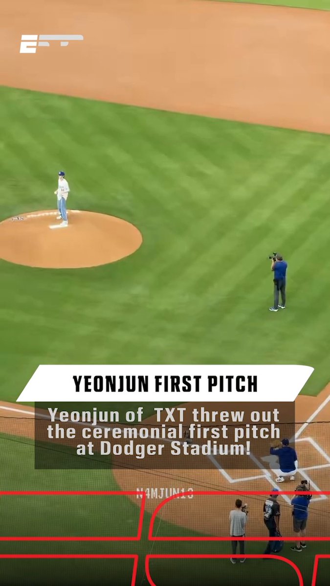 Kpop 4th Gen It Boy, Yeonjun from TXT, adds yet another star to his name, throwing out the ceremonial first pitch at Dodgers stadium. #MLB #Kpop