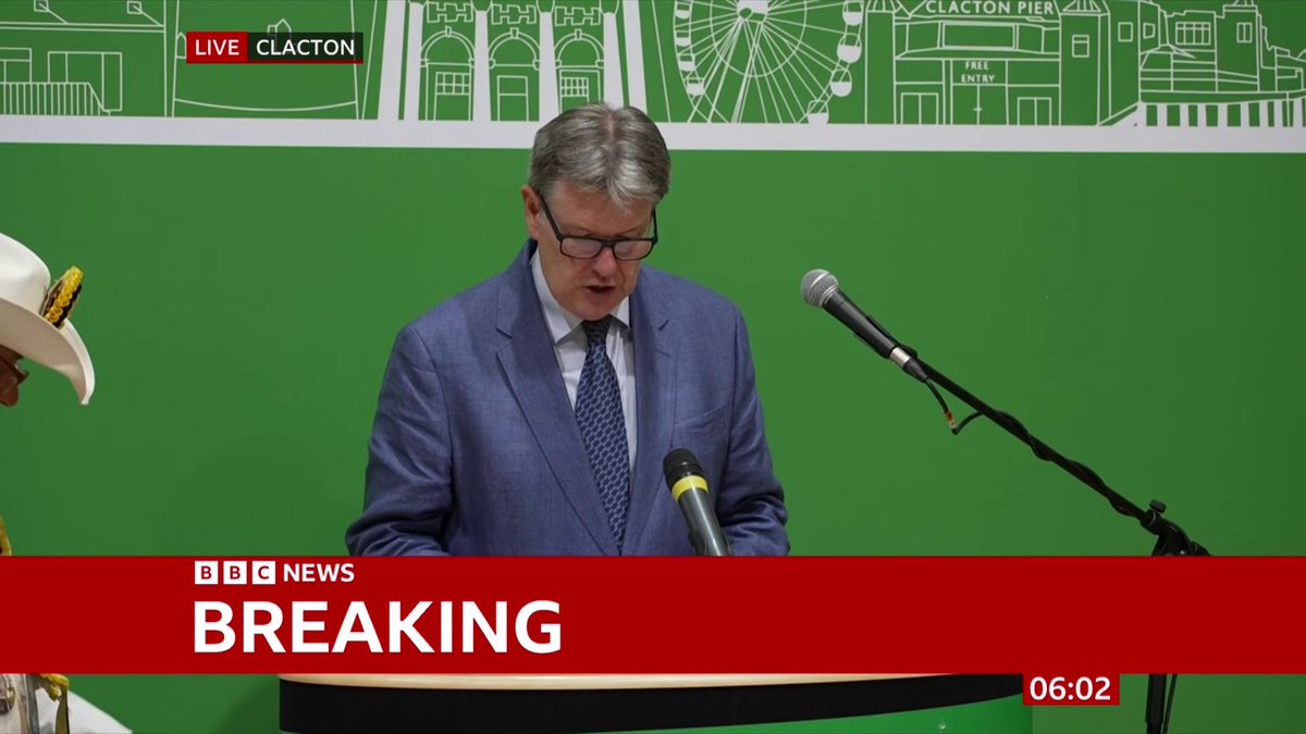 Reform UK leader Nigel Farage re-elected as Clacton MP after receiving 22,239 votes in the by-election he triggered by stepping down as an MP Follow live reaction and analysis: