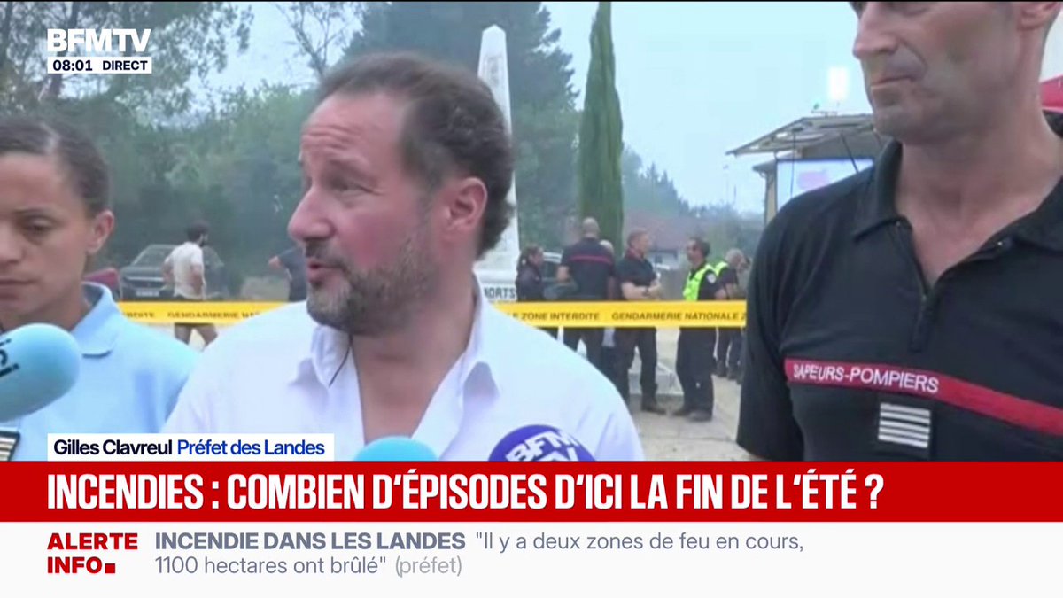 Incendie dans les Landes: 1.100 hectares brûlés, la surface doublée depuis hier