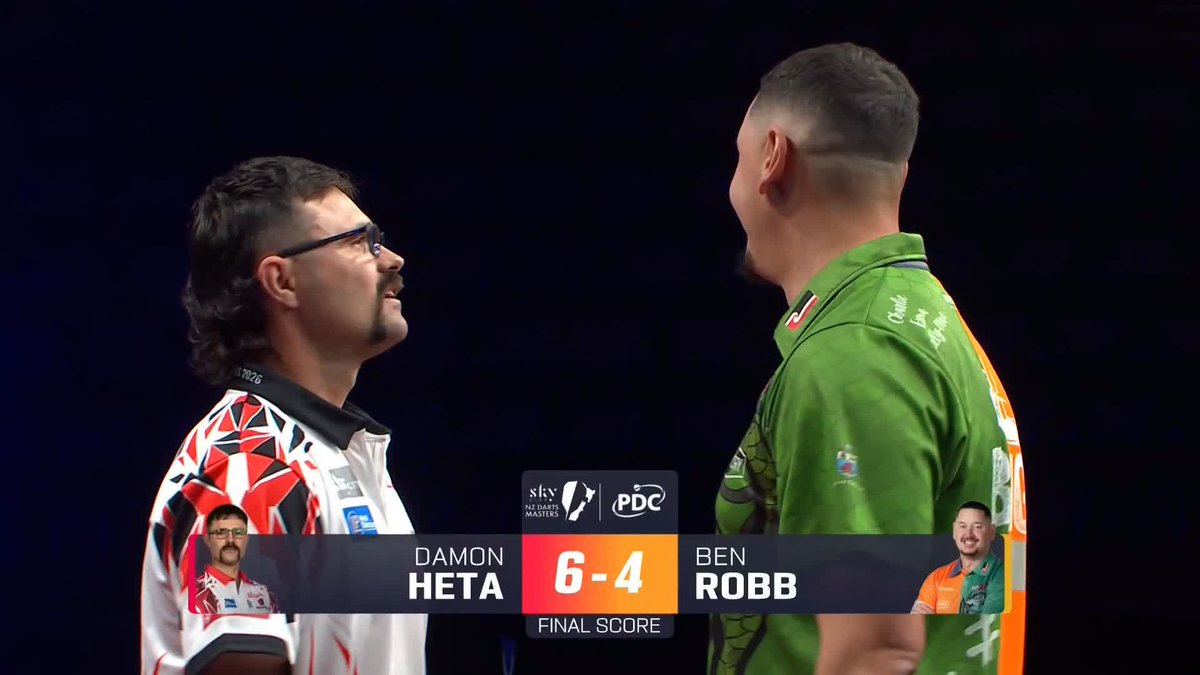 HETA COMPLETES THE COMEBACK! Damon Heta produces a superb five-leg flurry from 4-1 down to overcome Ben Robb in an entertaining affair! #NZDarts | R1 📺