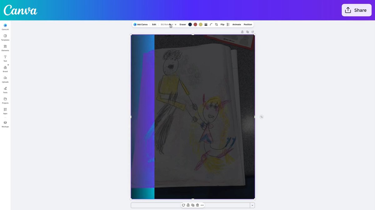 Eat your own dog food, but make it cute: “My niece drew this yesterday of my brother spinning her around (so cute). I decided it should be printed, so I put it into Canva and used the new Magic Layers feature to see if it could help me clean it up. It worked so well! Huge kudos to the team who shipped this.” ⁃ Maddy, Creative Lead at Canva