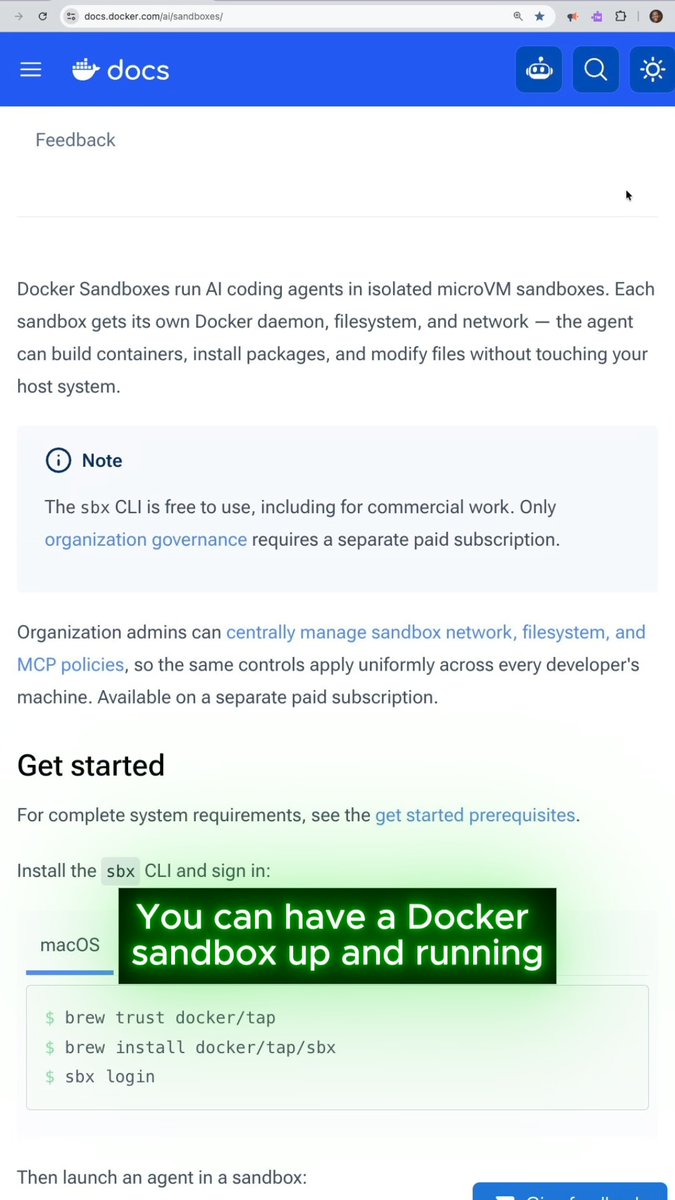 Docker Sandboxes are everywhere right now. If you haven't tried them yet, Reynald Adolphe's latest covers what they are, why they matter, and how to spin one up, in just a few minutes. Plus: running multiple Sandboxes at once and side-by-side agent comparisons:
