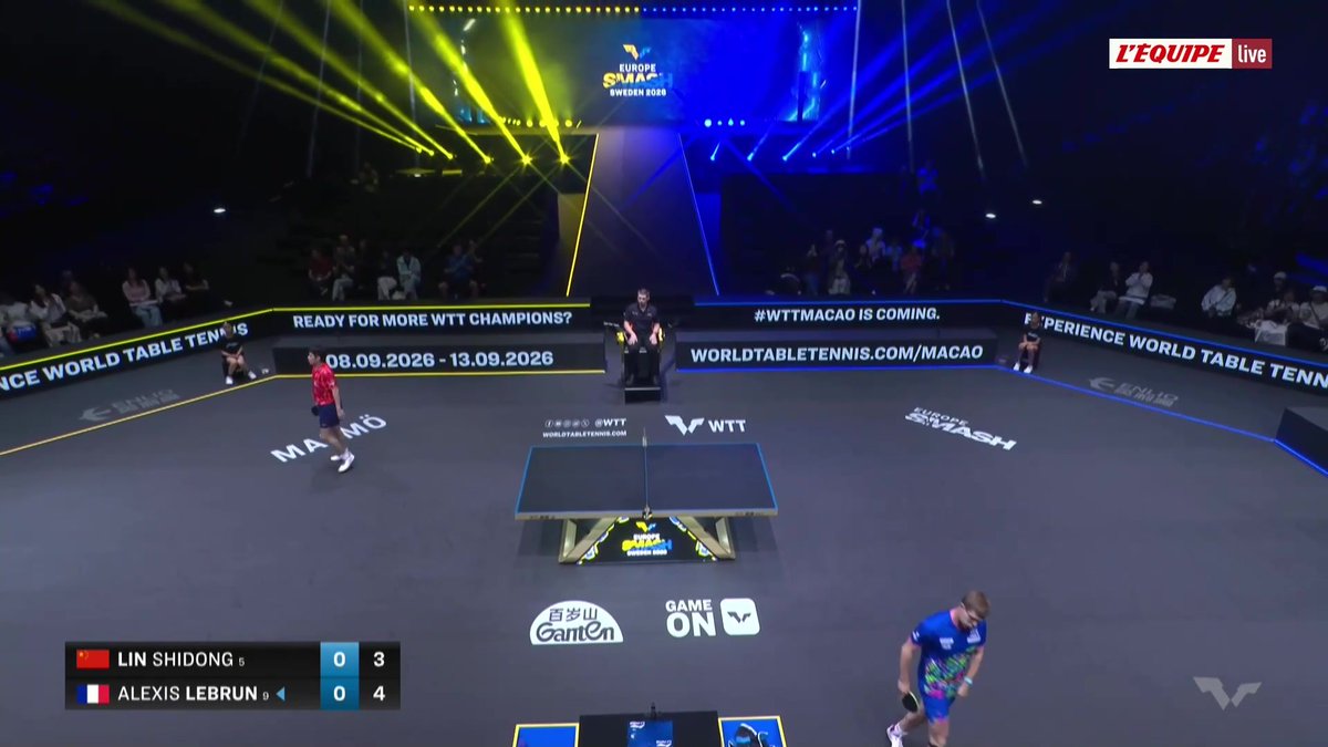 🏓 Ce match entre Lin Shidong et Alexis Lebrun part sur les chapeaux de roues ! Suivez le match en direct sur L'Équipe live #lequipePING