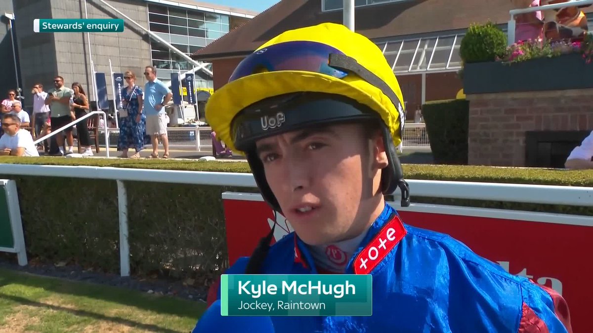 "I don't think the result was affected!" Matt Chapman spoke to Kyle McHugh and Harry Vigors amid a stewards' enquiry at Newbury...
