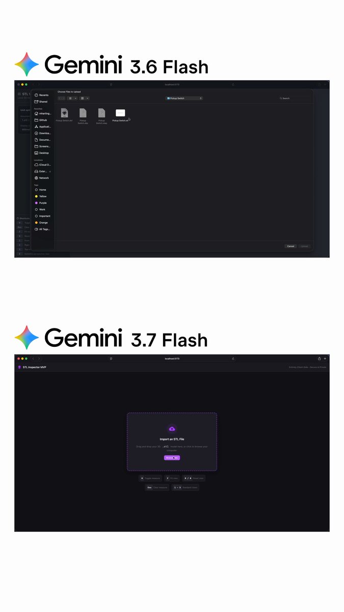 Same prompt. Different results 👀 We built the same app with Gemini 3.6 and 3.7 Flash. Both worked. But 3.7 gave us the stronger codebase: better architecture, clean build/lint results, and a more maintainable foundation. Try it in Junie, Air, or any JetBrains IDE.