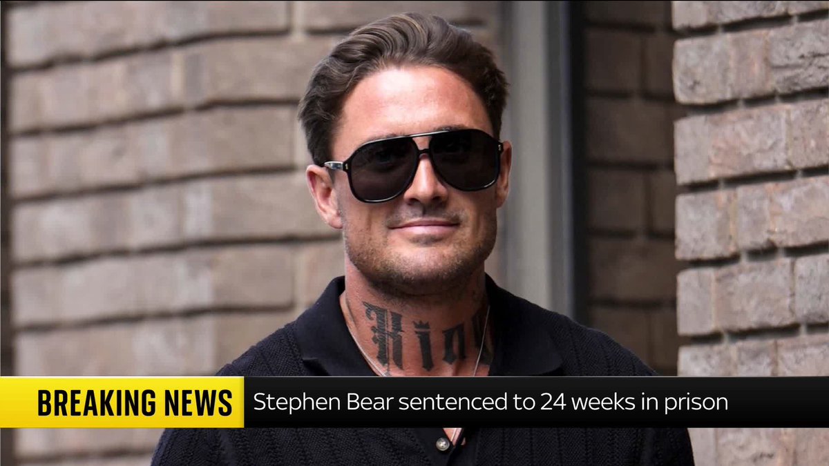 BREAKING: Stephen Bear sentenced to 24 weeks in prison after pleading guilty to five counts of failing to comply with the sex offenders’ register notification requirements. 📺 Sky 501, Virgin 602, Freeview 233 and YouTube