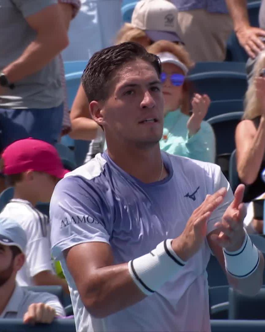 Comeback complete 💪 Sebastián Báez rallies past 2017 champion Dimitrov 1-6 6-3 6-4 at #CincyTennis