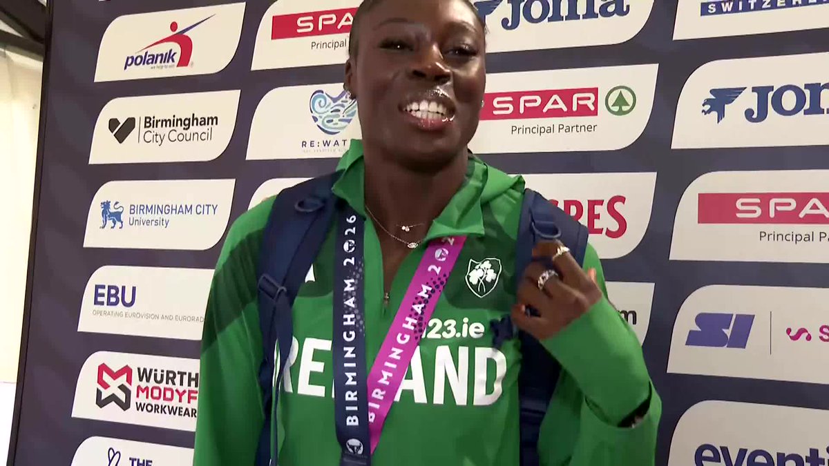 "I think I'm becoming a better version of myself. A renewed version of myself" An honest Rhasidat Adeleke paid tribute to the Irish fans and her mum in a chat with David Gillick following her silver medal presentation this evening #RTESport