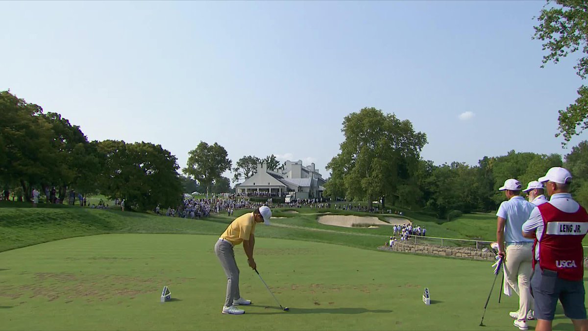 ALMOST a walk-off ace at 13! Jay Leng Jr.'s is moving on to the U.S. Amateur semifinals after a dominant 6-and-5 win.