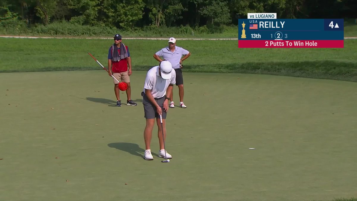 The U.S. Amateur semifinals are set! Auburn Men's Golf's Logan Reilly eliminates Michael Lugiano, 6 and 4.