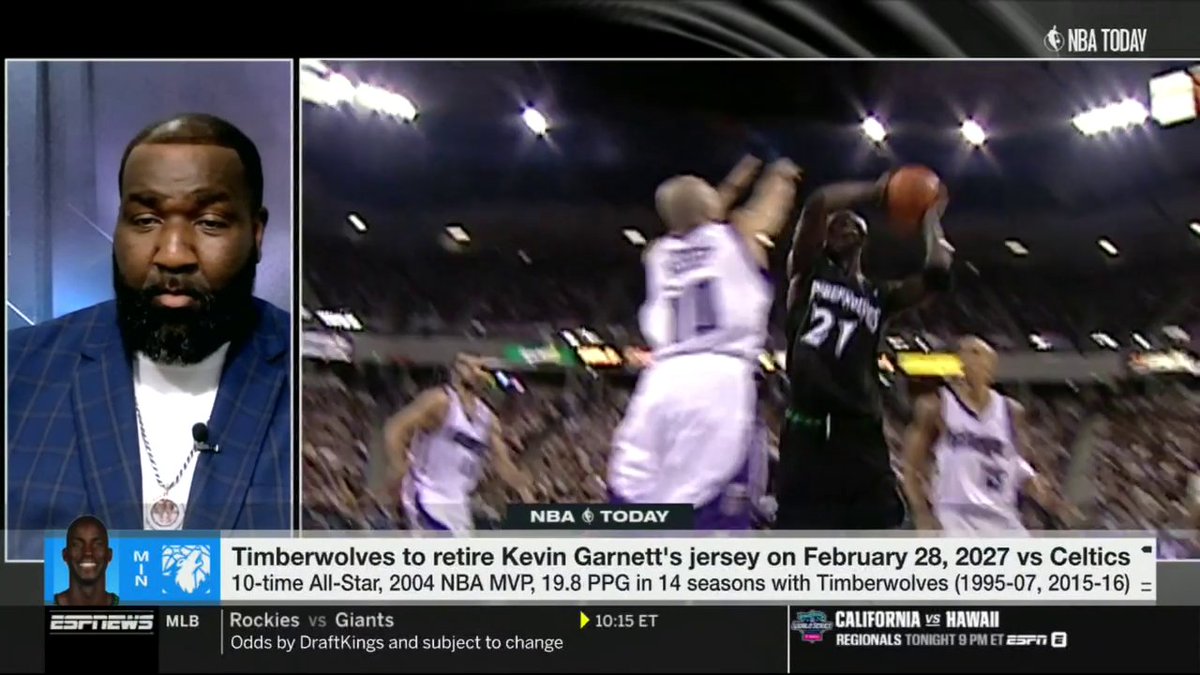 "It's about damn time, but it would mean everything for Kevin Garnett." –Kendrick Perkins' reaction to the Wolves retiring KG's number