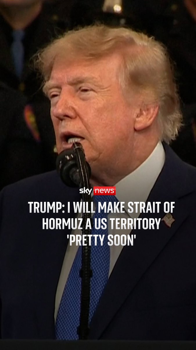 Donald Trump has claimed he will make Strait of Hormuz a US territory 'pretty soon'. The US president made the comments about Iran and Venezuela at an event focused on crime and policing in New York