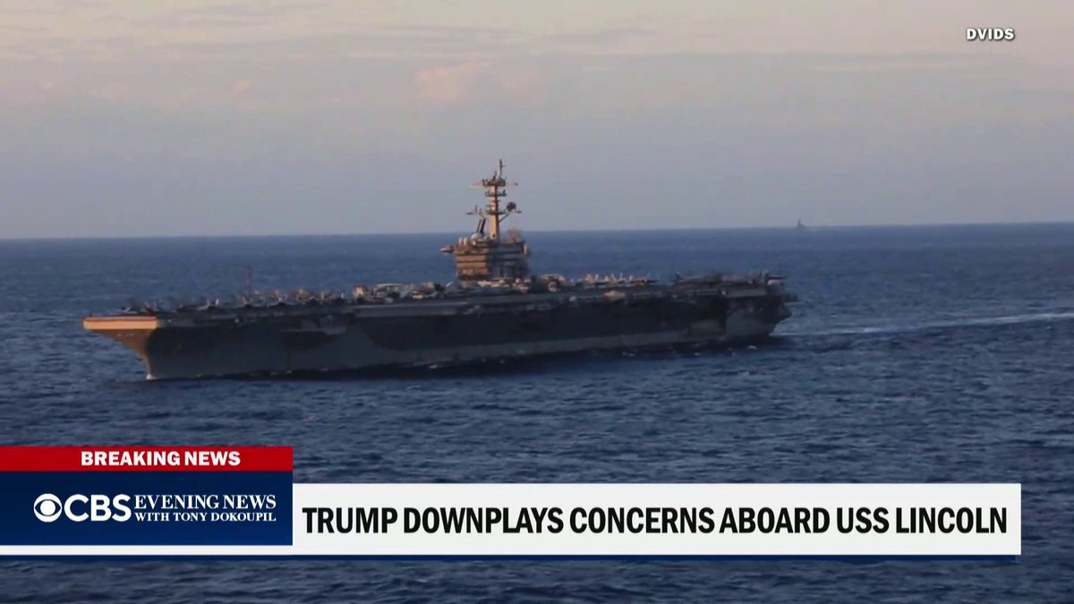 President Trump downplayed reports of poor conditions and deteriorating mental health aboard the USS Abraham Lincoln, which has been at sea for nearly nine months. U.S. officials say the USS George Washington is headed to the Middle East to replace the carrier.