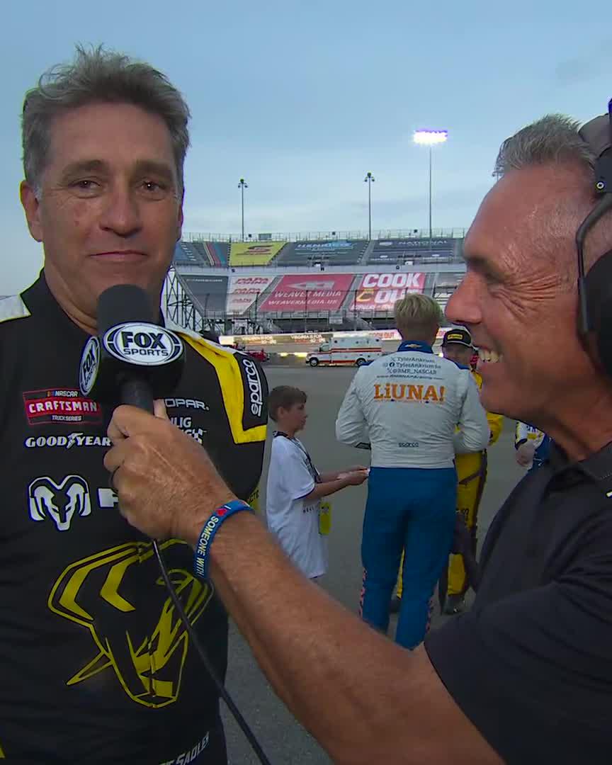 We've got Hermie Sadler on the mic, and Elliott Sadler behind the wheel. Party like it's 2011!