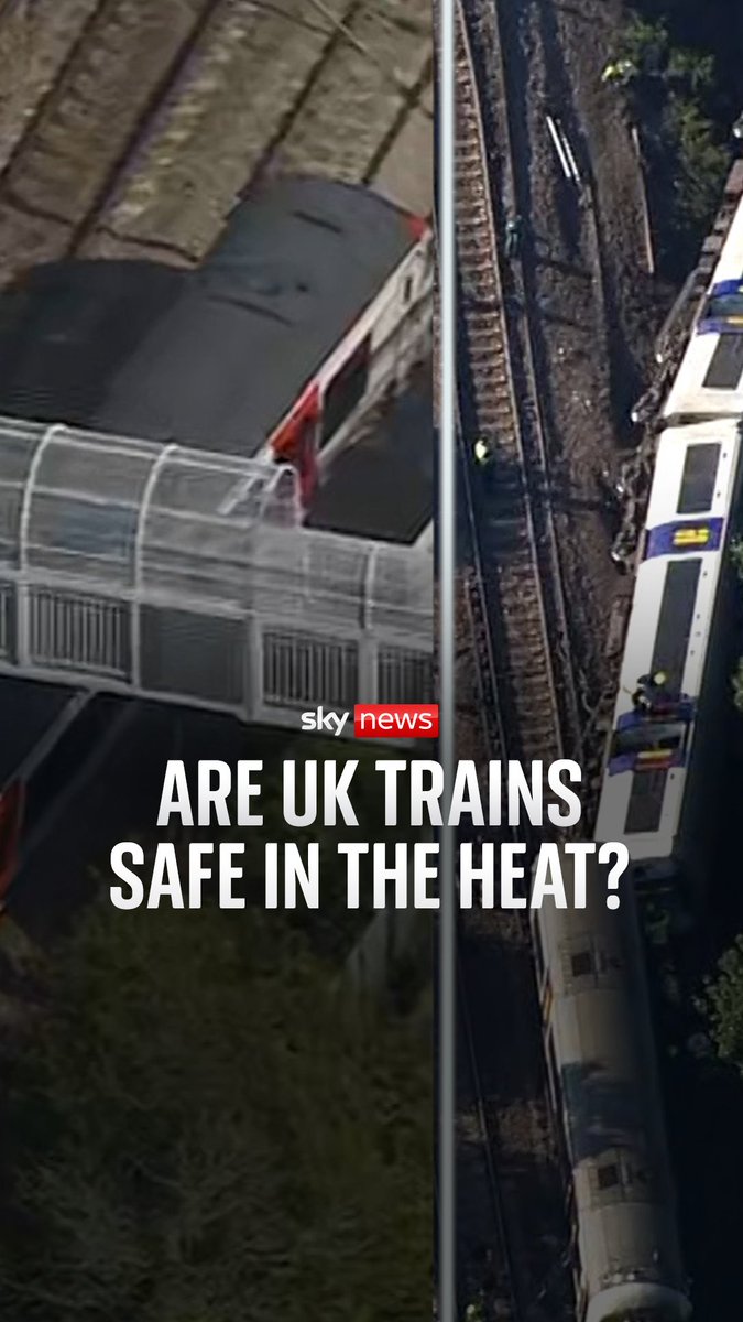 Are UK trains safe in the heat? A train tipped over on its side yesterday in Lewes in East Sussex and another has derailed this afternoon in Essex, as the UK experiences extreme heat Sky's Mollie Malone reports Live updates: