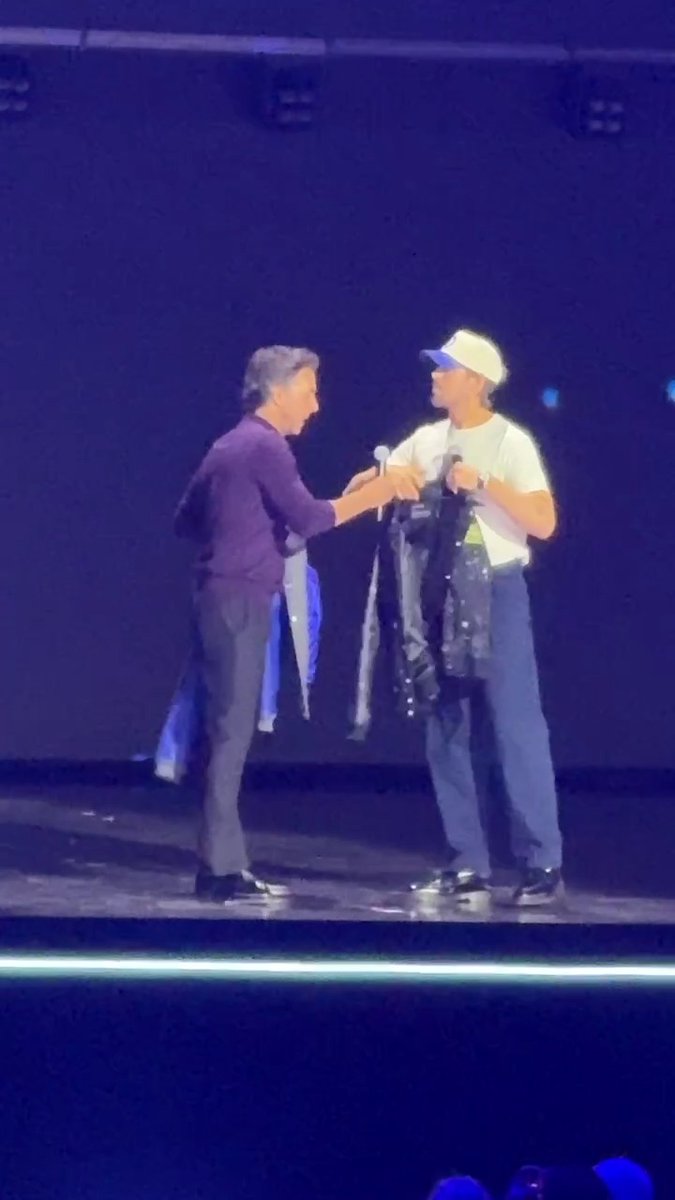 Ryan Gosling receives a special jacket featuring the symbol of his #StarWars: Starfighter character, Kade Auberon. #D23