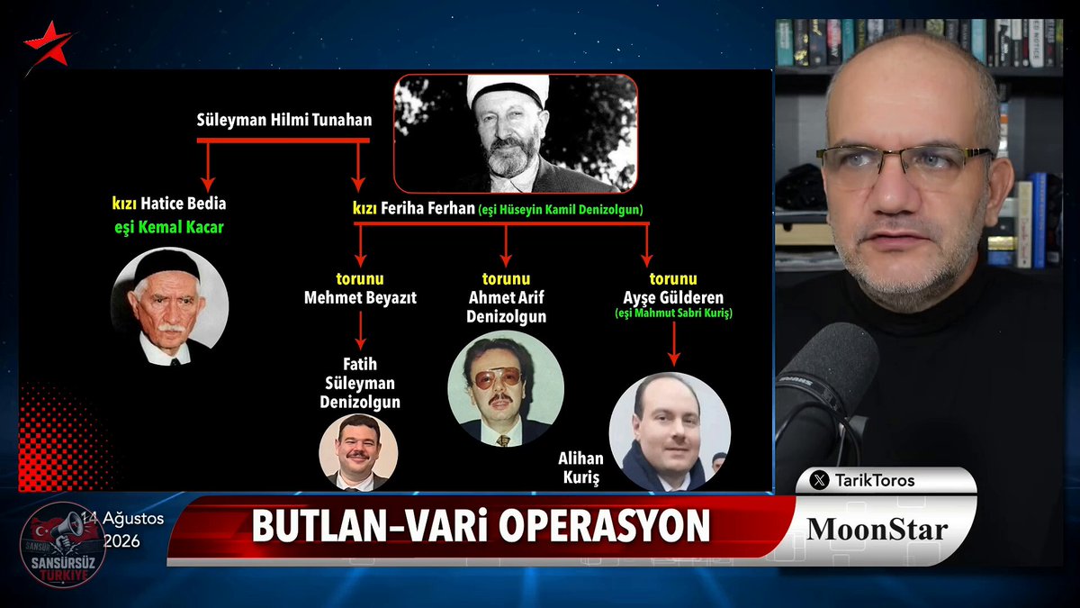 Fatih Süleyman Denizolgun, Süleymancıların olası beşinci lideri olarak gösteriliyor. 2016'dan sonra kurucu ailenin torunlarının çocukları arasında başlayan kavga, gözaltındaki mevcut lider Alihan Kuriş ile eski AKP milletvekili Fatih Süleyman Denizolgun'u karşı karşıya getiriyor. 🗣️ Tarık Toros: TARIK TOROS