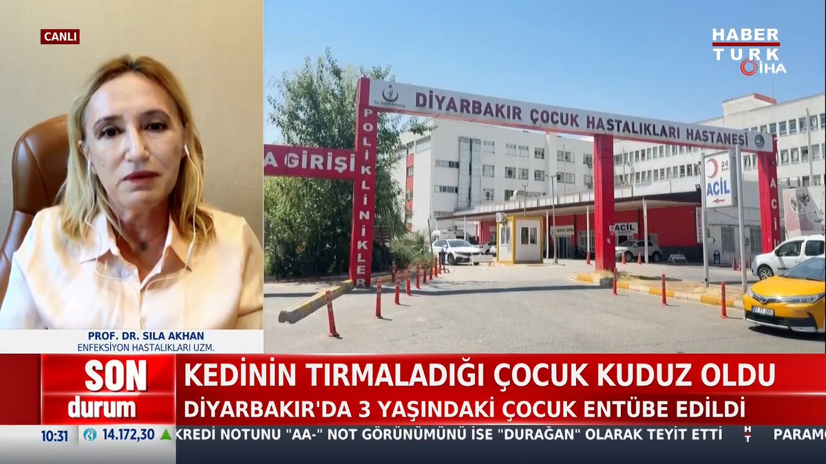 📌Kedinin tırmaladığı çocuk kuduz oldu. Diyarbakır'da ekipler bölgede çalışma başlattı. Enfeksiyon Hastalıkları Uzmanı Prof. Dr. Sıla Akhan #BurasıHaftasonu'nda Kübranur Uslu'ya anlattı.