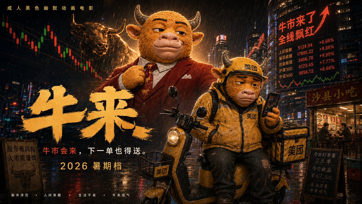 大家好，紧急更新CuIMao版的《牛来》，由Seedance2.5制作。