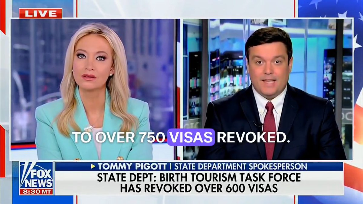 State Department spox Tommy Pigott on how the United States and the Trump admin has dropped the hammer on visa fraudsters and birth tourists. The State Department’s new birth tourism task force has already revoked more than 750 visas, targeting organized fraud networks that coach foreign nationals to lie on visa applications, overstay, give birth for automatic citizenship, and skip out on paying medical bills, thereby defrauding taxpayers. Pigott tells Kayleigh McEnany: This is fraud pure and simple.” “We’re protecting the sacred privilege of being an American citizen.”