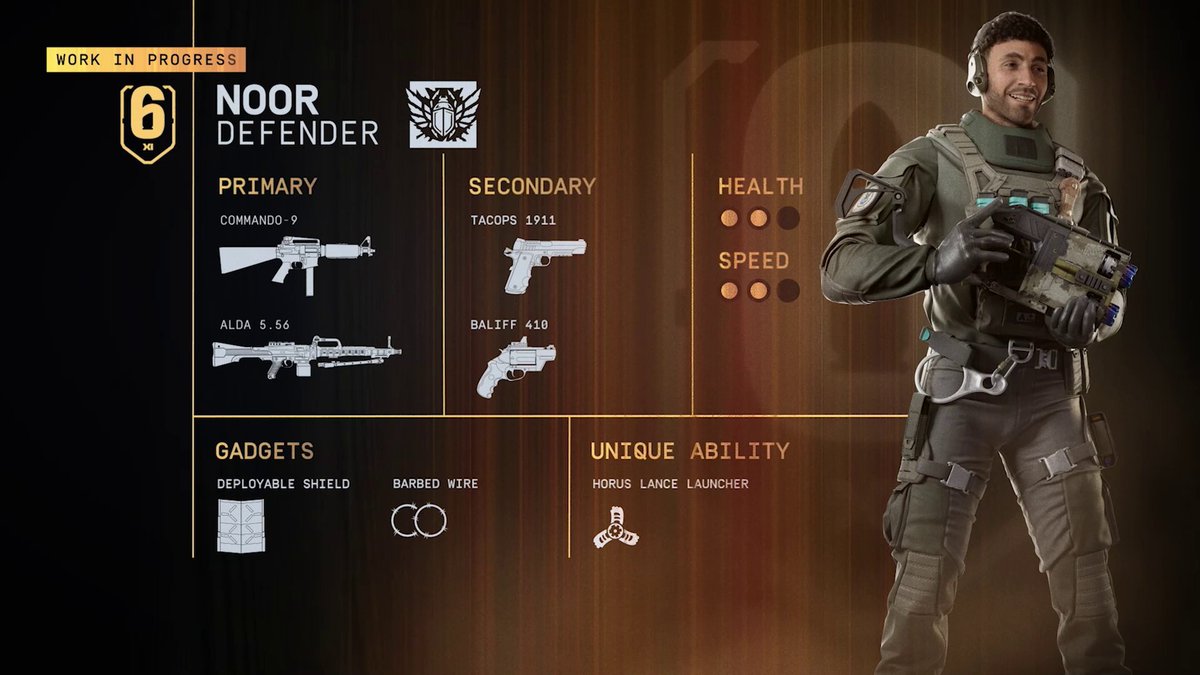 🔥Noor Loadout 🔥 Horus Lance Launcher Alda 5.56 or Commando-9 Tacops 1911 or Baliff 410 Deployable Shield or Barbed Wire