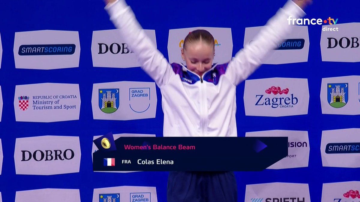 #Zagreb2026 | 🥇🇫🇷 ELENA COLAS CHAMPIONNE D'EUROPE ! 🤸 À seulement 16 ans, la Française décroche le titre européen à la poutre et monte sur la plus haute marche du podium. Un sacre exceptionnel pour la jeune Tricolore ! 📺 Le direct :