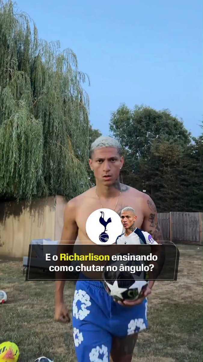 😎😎 Em suas redes sociais, Richarlison, jogador do Tottenham, compartilhou um momento de lazer com a família, ensinando como fazer um gol no ângulo. via: richarlison pereira #FutebolNaESPN #Richarlison