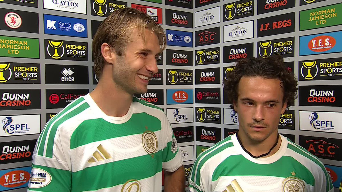 Player of the Match Benjamin Nygren and debutant Mika Baur speak after Celtic Football Club's 4-0 victory 🍀 "It was incredible. Nice to get my first minutes!" 🗣️ #PremierSportsCup