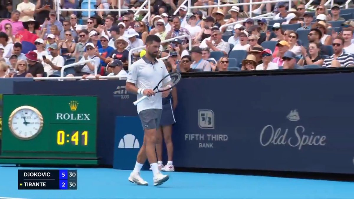 Outstanding Nole. Novak Djokovic is a set away from second round in Cincy, the three-time champion leads Tirante 6-2. Cincinnati Open | #CincyTennis
