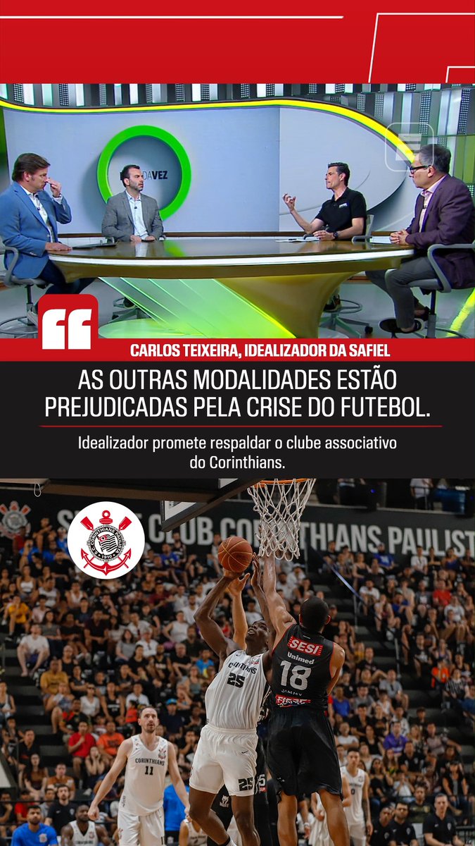 RECADO PARA O ASSOCIADO DO PARQUE SÃO JORGE! Convidado do #BolaDaVez, Carlos Teixeira, idealizador da SAFiel, projeto de compra da SAF do Corinthians pela torcida, promete que o projeto também vai estimular outras modalidades além do futebol. 👉 ASSISTA ao #BolaDaVez, com Carlos Teixeira, neste sábado (15), às 20h, AO VIVO, na ESPN, pelo plano Premium do #DisneyPlus! #FutebolNaESPN #Corinthians #SAF