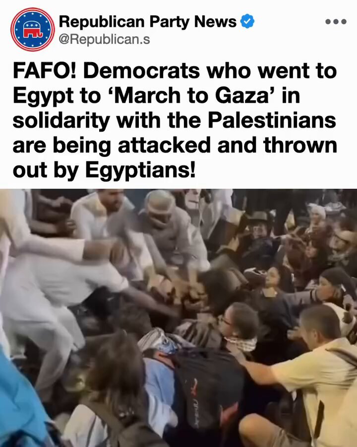 Wait….🤔 you mean to tell me a bunch of Democrat American Karens go to Egypt to march in solidarity with Palestinians get the breaks beat off them?? 🤦🏼‍♂️😂 I wonder when Gays for Palestine will do a little sassy march to Palestine?