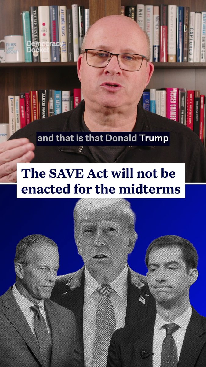 📣GOOD NEWS: The SAVE Act failed in the Senate…again. Even a stripped-down version couldn’t get 60 votes. Now, senators are in recess until mid-September, making it too late to pass before the midterms. Marc Elias explains👇