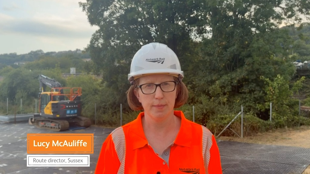 We now begin the next phase of the recovery operation at #Lewes, working alongside our industry partners. Today's site update from Lucy McAuliffe, Network Rail's Sussex route director.
