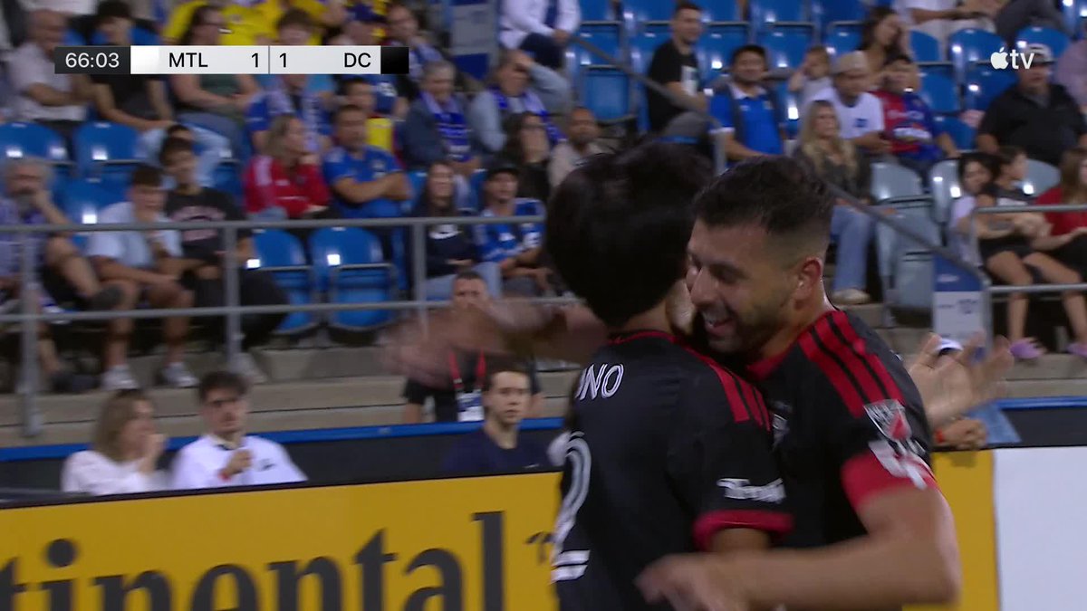 Tai Baribo from the near post 📐 D.C. United levels the game in Montréal! 📺 Apple TV: