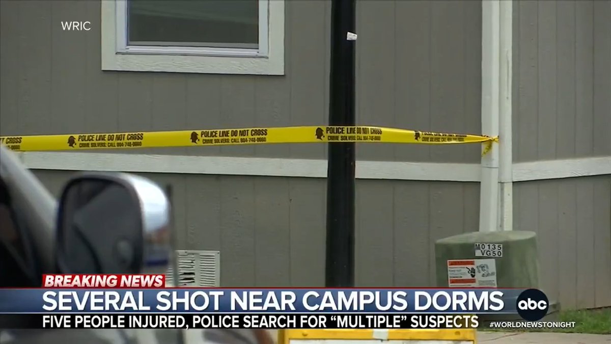 There was a terrifying shooting outside the residence halls of Virginia State University during move-in weekend. Olivia Rubin reports on the five people that were shot and the authorities who are searching for "multiple" suspects.