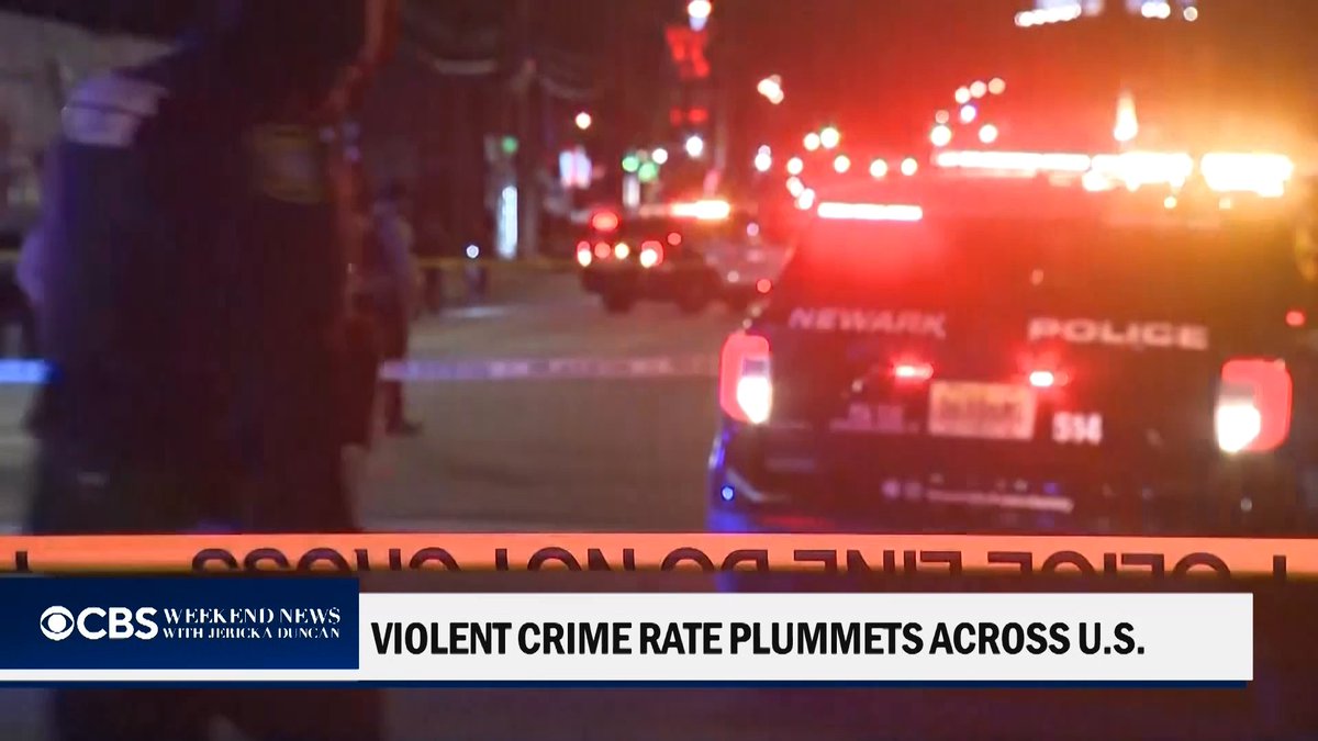 Violent crime numbers are down across many major U.S. cities. Recent data also shows Newark, New Jersey, saw the largest decline in homicides among major cities in the country - down more than 64% for the first half of this year compared to that period last year.