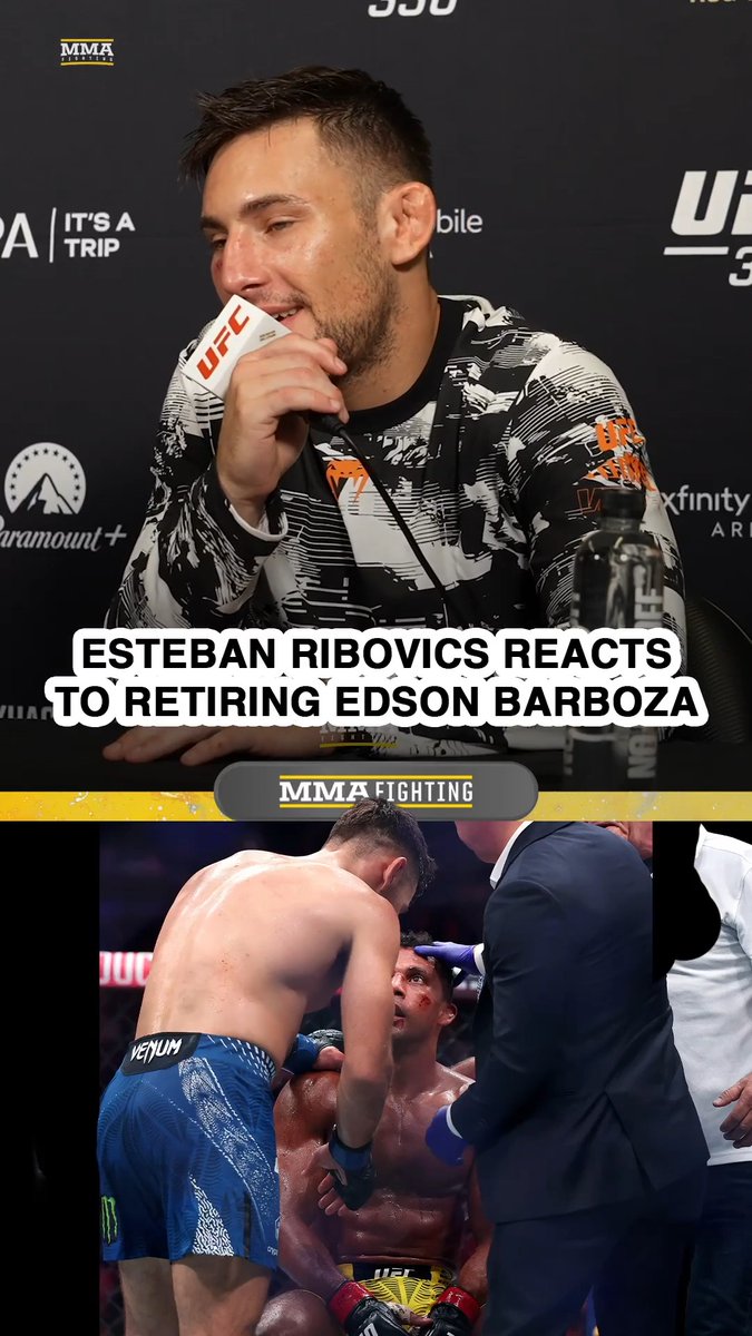 Esteban Ribovics reflects on being the final opponent of Edson Barboza's career at #UFC330: "I thanked him for being an idol, giving us a career, the legacy he's given us, and being an inspiration to the fans and the strikers."