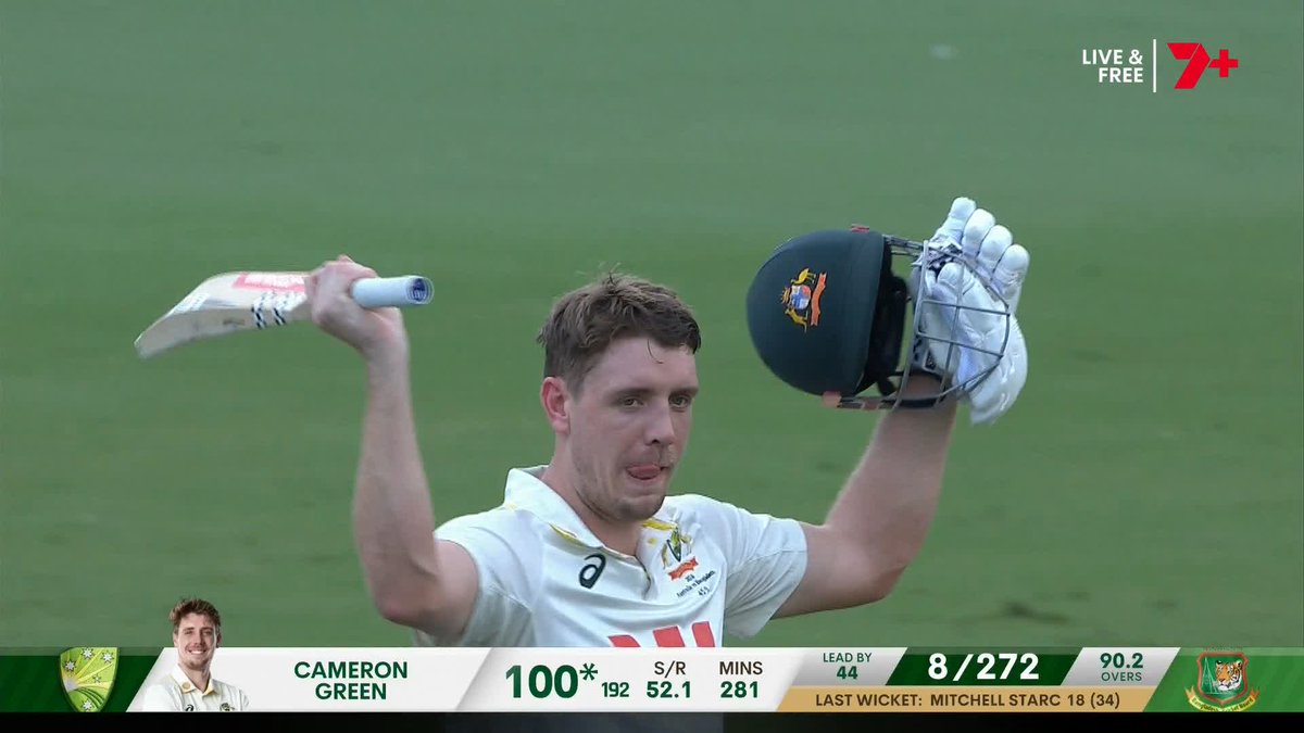 CAM GREEN TEST CENTURY. His first in Australia 🙌