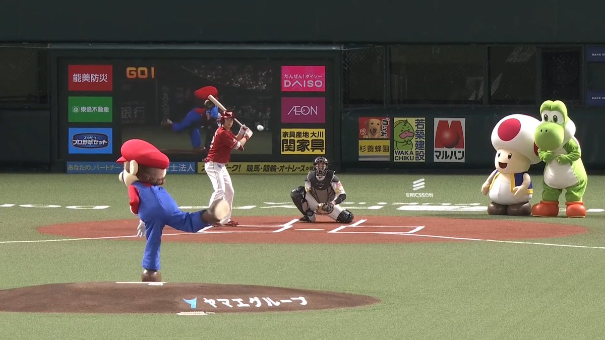 【始球式】 始球式にマリオが登場しました！⚾🍄