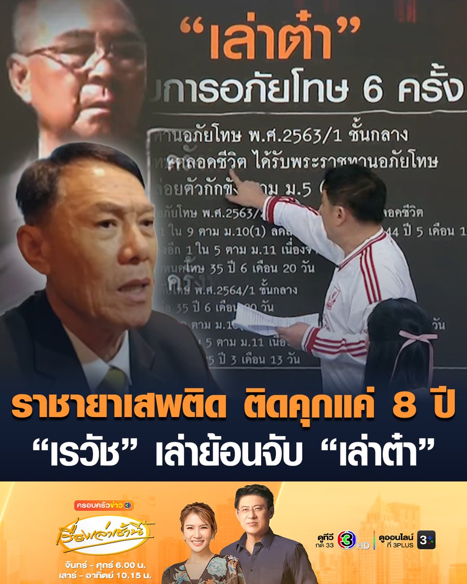 #เรื่องเล่าเช้านี้ 'เรวัช' เผยความรู้สึก หลัง 'เล่าต๋า แสนลี่' ราชายาเสพติด วัย 86 ปี ได้รับอิสรภาพแล้ว ศาลตัดสินจำคุกตลอดชีวิต แต่รับโทษจริง 8 ปี – เล่าย้อนตอนจับ #ข่าวช่อง3 #ครอบครัวข่าว3 #เล่าต๋าแสนลี่ #ราชายาเสพติด #เรวัช