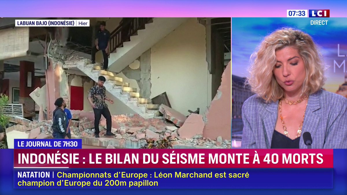 🔴 Indonésie : le bilan du séisme monte à 40 m0rts 📺 Le journal de 7H30 avec Wessels mathilde sur LCI