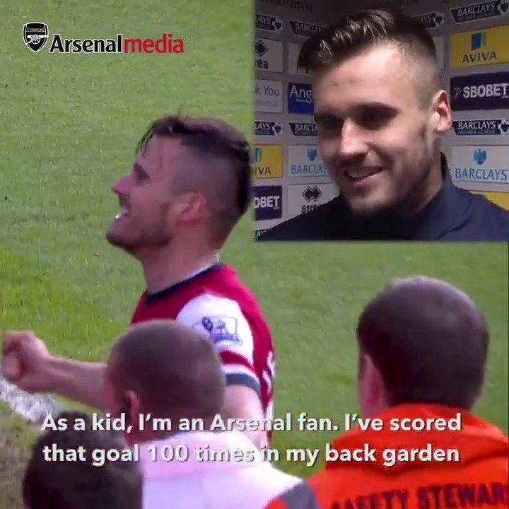 ⏪ When boyhood Arsenal fan Carl Jenkinson scored his only goal for the club against Norwich in May 2014. 🥹❤️ 🗣️ “I’ve scored that goal 100 times in my back garden & celebrated like I’m celebrating in front of the fans! I’ve done it for real today!”