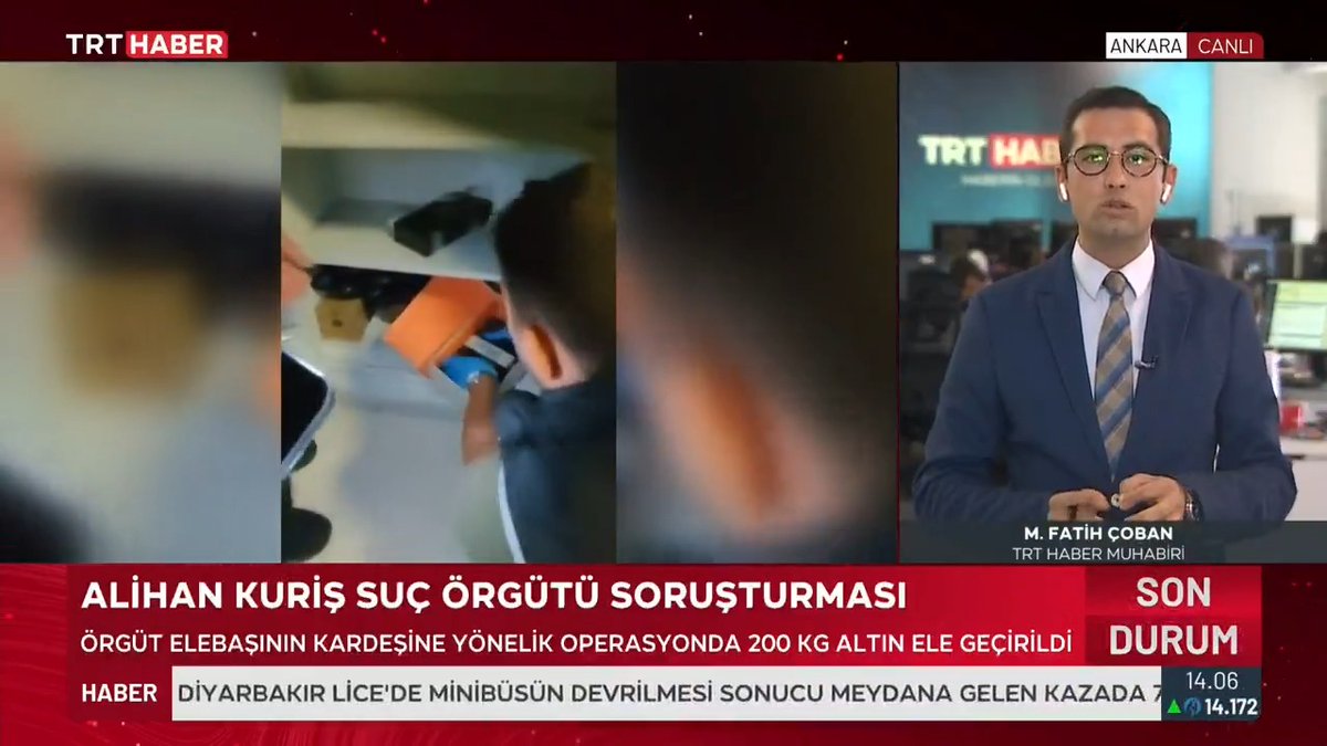 'Alihan Kuriş Suç Örgütü' soruşturması kapsamında bir adreste yapılan aramada kaynağı belirsiz 200 kilogram külçe altın ele geçirildi.